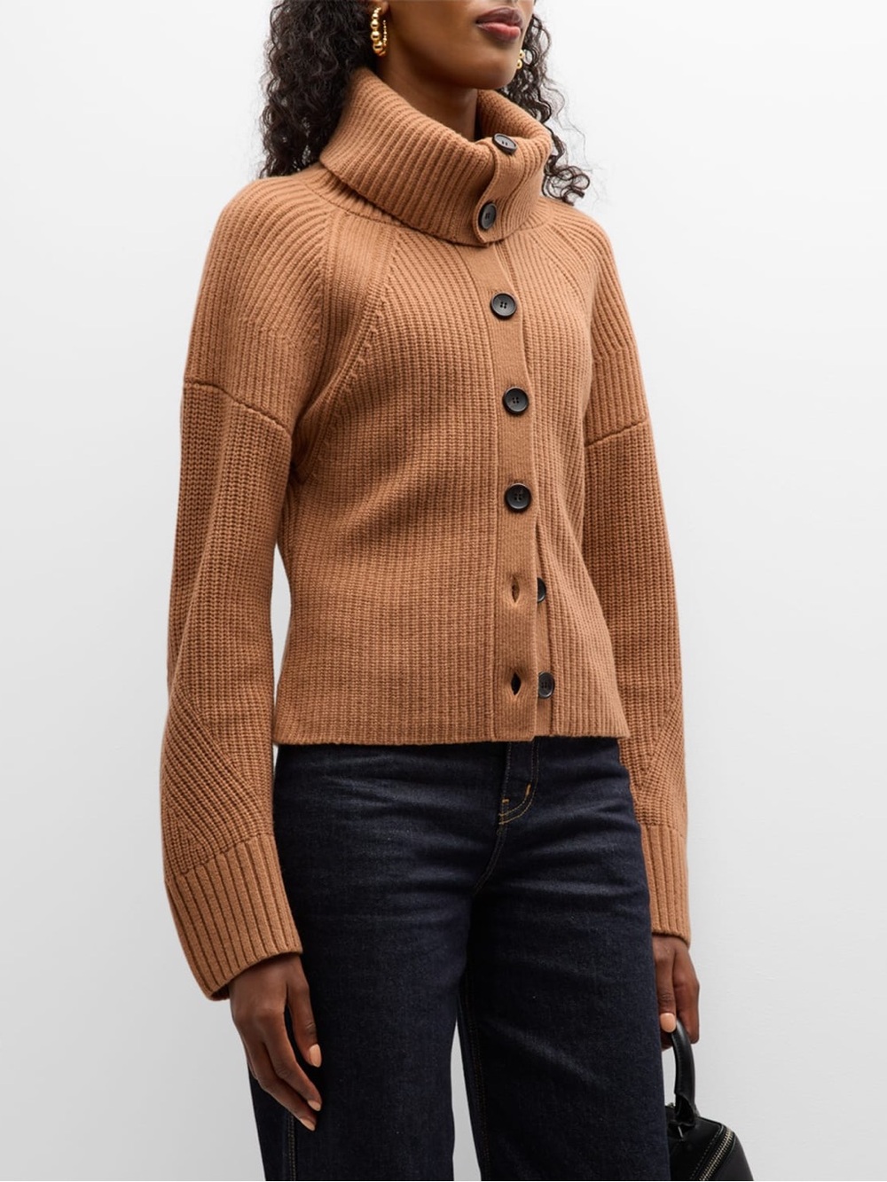 A.L.C. Suki Cardigan | Button-Up Sweater Jacket - Camel